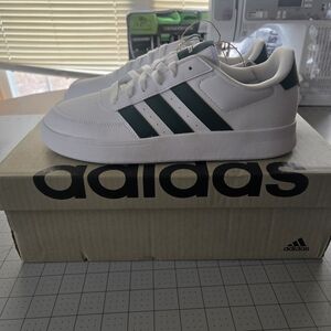 Adidas White Shoes with Green Accents
